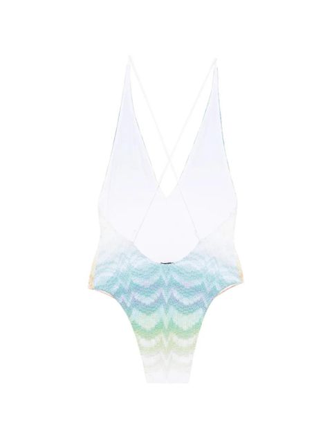 Missoni cross-back chevron swimsuit - White - zdjęcie produktu nr 2