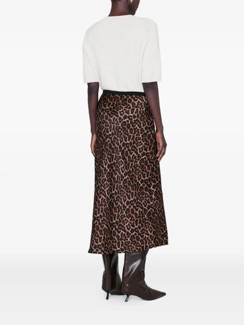 ANINE BING animal-print silk skirt - Brown