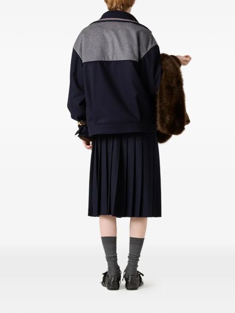 Miu Miu embroidered-logo zipped sweatshirt - Blue