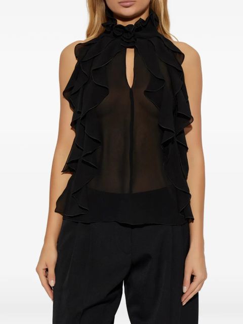 Alexander McQueen ruffled keyhole top - Black