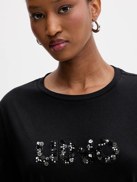 Liu Jo t-shirt bawełniany damski kolor czarny MF5347 JS923