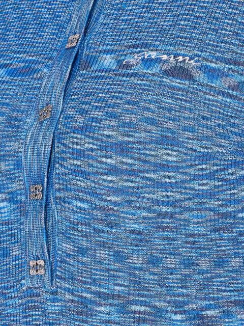 GANNI Spacedyed logo-button polo top - Blue - zdjęcie produktu nr 2