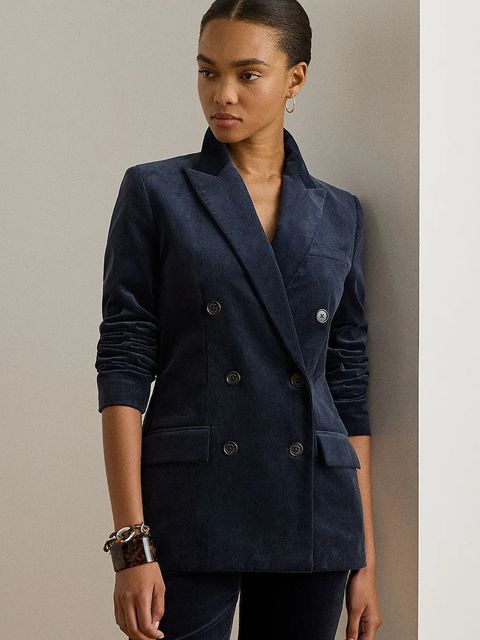 Lauren Ralph Lauren marynarka kolor granatowy dwurzędowa gładka 200P03549 - zdjęcie produktu nr 1