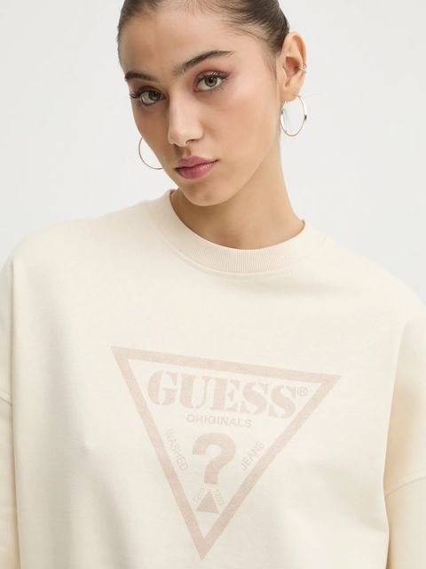 Guess Originals bluza bawełniana damska kolor beżowy z nadrukiem W5RQ14 K68I1