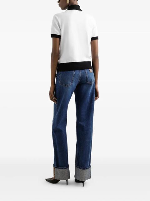 Dolce & Gabbana logo-embroidered cotton polo top - White