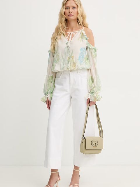 Guess bluzka z falbanką damska z wiskozy EMILY - zdjęcie produktu nr 1