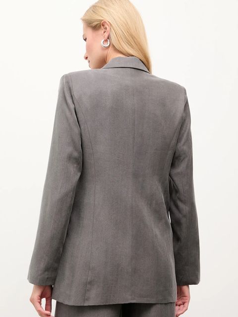 Answear.LAB marynarka kolor szary dwurzędowa gładka