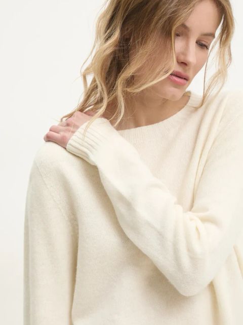 Answear.LAB sweter wełniany damski kolor beżowy lekki