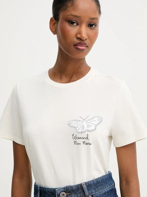 Weekend Max Mara t-shirt bawełniany GUGLIA damski kolor beżowy 2525976031600