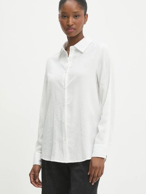 Answear.LAB koszula lniana damska kolor biały regular z kołnierzykiem klasycznym - zdjęcie produktu nr 1