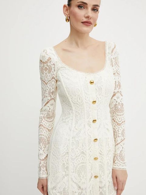 Twinset sukienka kolor beżowy mini dopasowana 251TS2270