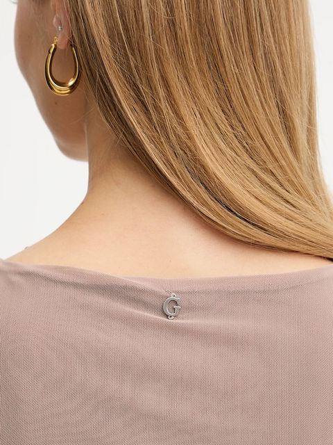 Guess bluzka VERDIANA damska kolor brązowy gładka W5YP08 KCZC2