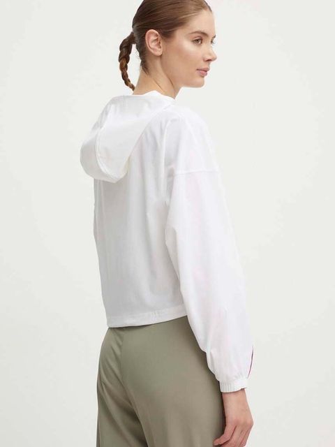 adidas bluza Express damska kolor beżowy z kapturem z aplikacją IW8634