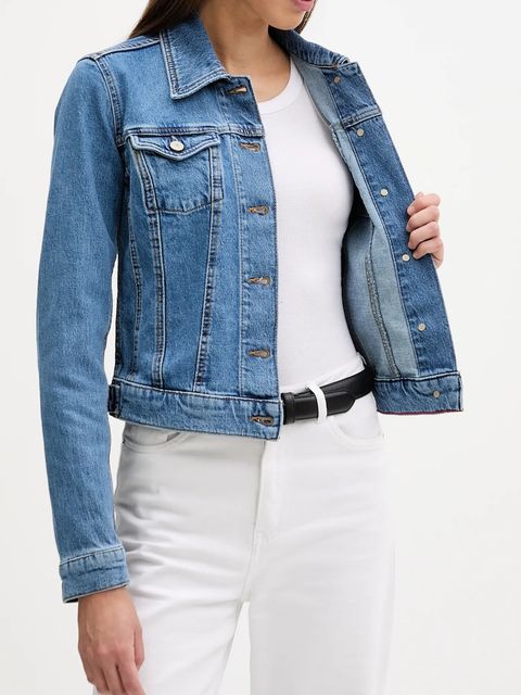 Tommy Jeans kurtka jeansowa kolor niebieski przejściowa DW0DW22489