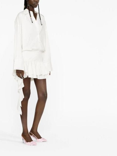 Blumarine dropped-waist ruffled shirtdress - White - zdjęcie produktu nr 2
