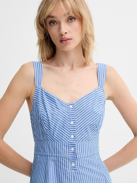 Levi's sukienka bawełniana kolor niebieski midi rozkloszowana 003PR