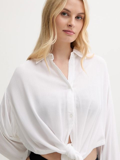 Guess koszula NOEMI damska kolor biały relaxed z kołnierzykiem klasycznym E5GH03 WH5E0