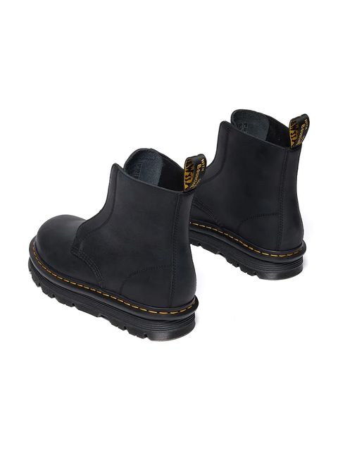 Dr. Martens botki skórzane ZebZag Laceless kolor czarny na płaskim obcasie lekko ocieplone DM42653001