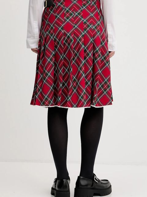 Tommy Jeans spódnica kolor czerwony mini rozkloszowana DW0DW22488