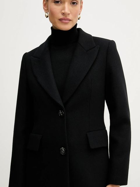 Sisley płaszcz wełniany kolor czarny przejściowy 2JJYLN04Z