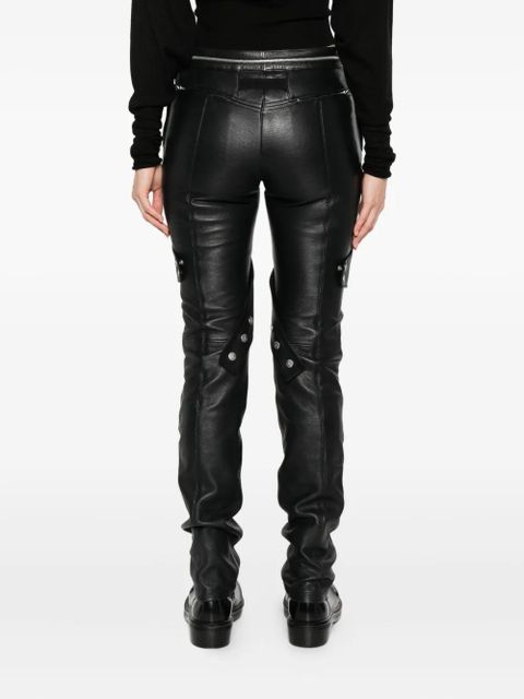 Moncler zip-pocket leather trousers - Black