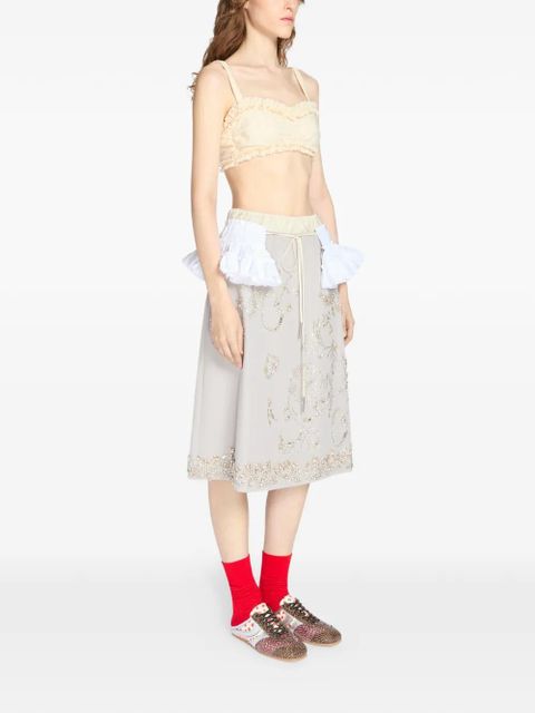 DRIES VAN NOTEN ruffled cotton bra top - Neutrals