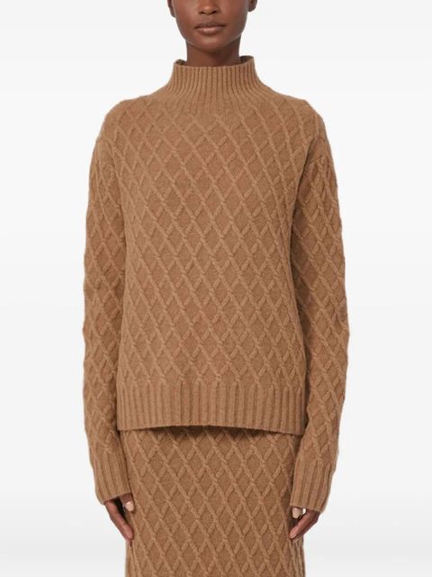 Max Mara high-neck diamond-pattern sweater - Brown - zdjęcie produktu nr 1