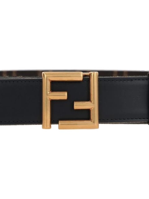 FENDI FF-logo leather belt - Black