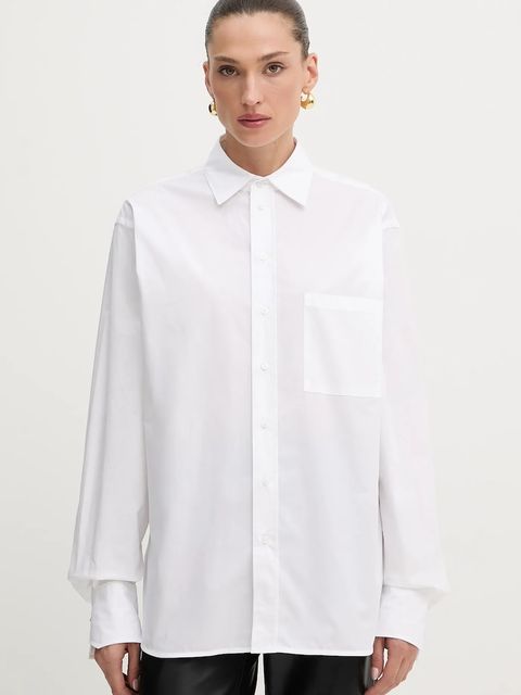 BOSS koszula bawełniana damska kolor biały relaxed z kołnierzykiem klasycznym 50543800 - zdjęcie produktu nr 1