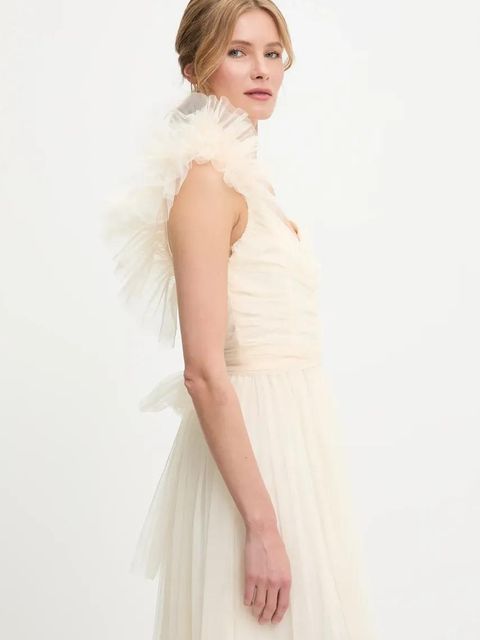 Answear.LAB sukienka kolor beżowy maxi rozkloszowana - zdjęcie produktu nr 2