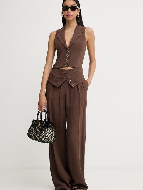 Simona Corsellini spodnie wide leg damskie z wiskozy - zdjęcie produktu nr 1