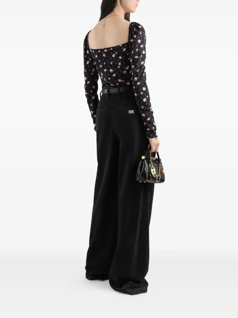Dolce & Gabbana square-neck floral blouse - Black