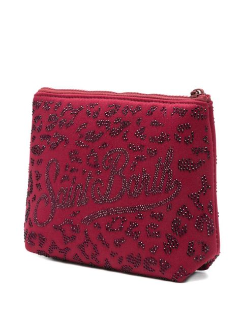 MC2 Saint Barth Aline crystal-embellished leopard-pattern clutch bag - Red