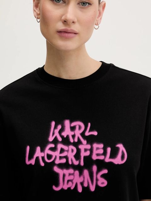 Karl Lagerfeld Jeans sukienka bawełniana kolor czarny mini oversize B1W13043