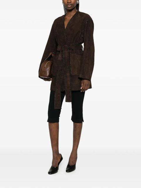 Nour Hammour Anika suede tie-waist jacket - Brown - zdjęcie produktu nr 2