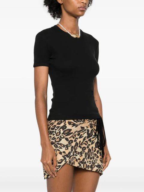 Nanushka logo-embroidered cropped T-shirt - Black