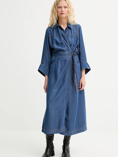 MUNTHE sukienka jeansowa PRESCOTT kolor niebieski midi rozkloszowana 252134025207 - zdjęcie produktu nr 1