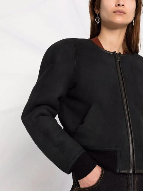 MARANT ÉTOILE collarless wool bomber jacket - Black