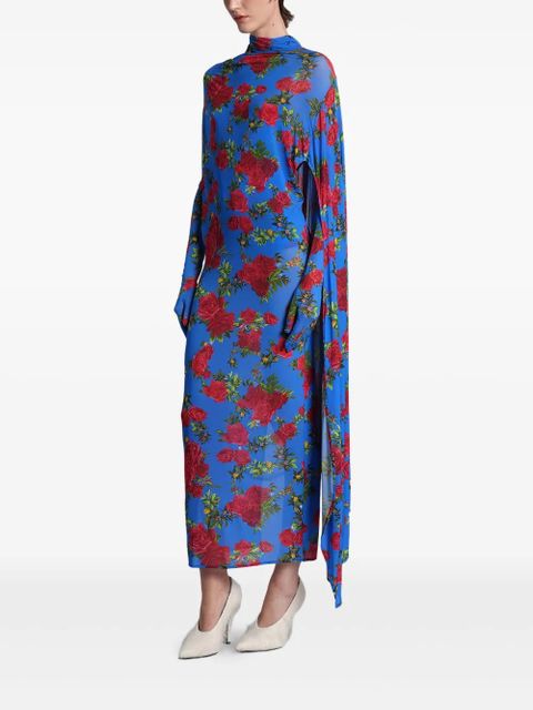 Magda Butrym floral-print draped dress - Blue