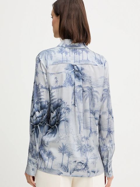 Guess koszula CONCETTA damska kolor niebieski regular z kołnierzykiem klasycznym W5YH03 WF1T2