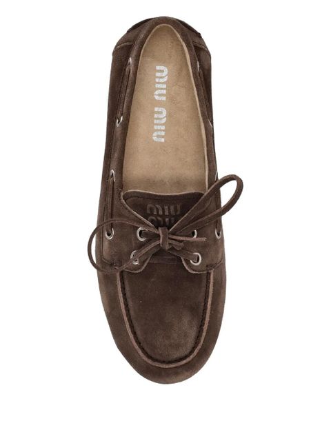 Miu Miu tie-detail suede loafers - Brown - zdjęcie produktu nr 2