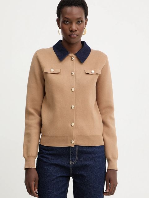 Morgan kardigan damski kolor beżowy lekki MJEANE