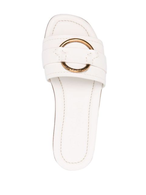 Moncler Bell leather slides - White