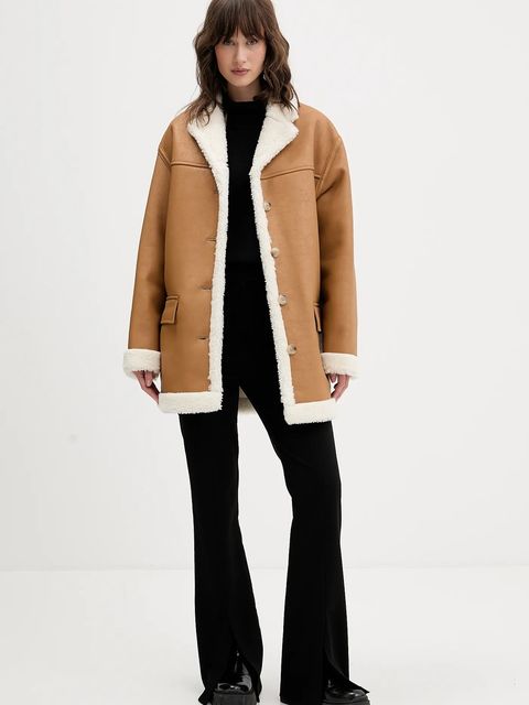 HUGO płaszcz kolor beżowy 50546743