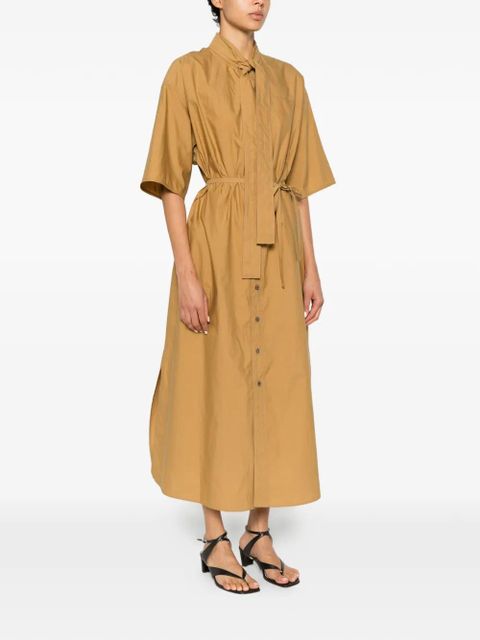 LEMAIRE pussy-bow belted midi dress - Neutrals
