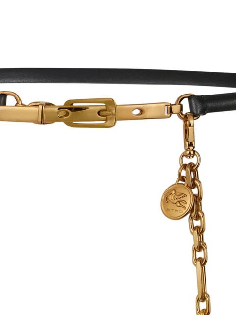 ETRO chain-link detail thin leather belt - Black - zdjęcie produktu nr 2