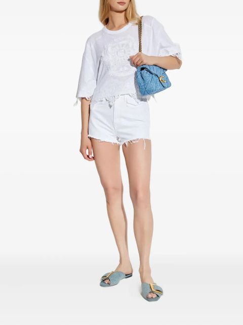 Balmain embroidered lace-trimmed top - White