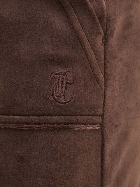 Juicy Couture spodnie dresowe welurowe kolor brązowy gładkie JCAP180EU