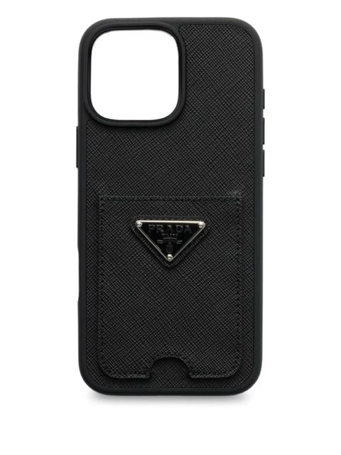 Prada textured cardholder iPhone 16 Pro Max case - Black - zdjęcie produktu nr 1