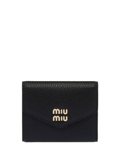 Miu Miu logo-lettering compact wallet - Black - zdjęcie produktu nr 1